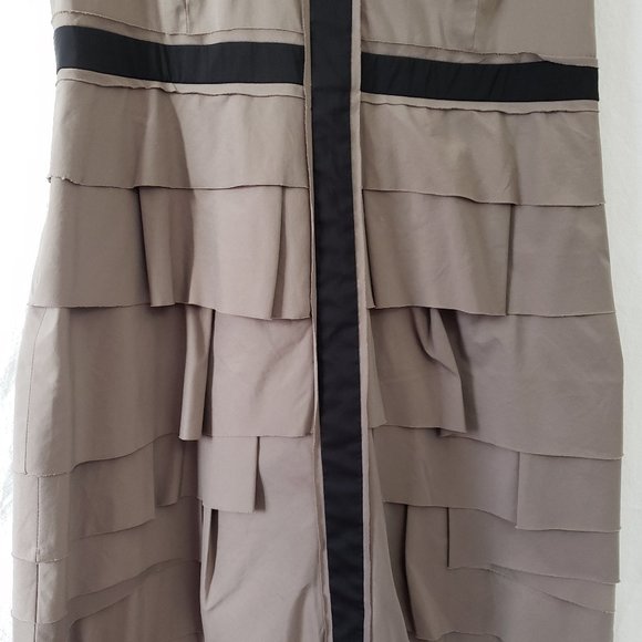 BCBGMAXAZRIA Aaron Grey Dusk Black Tiered Poplin Mini Sheath Dress 8 M L BNWT - Picture 6 of 16